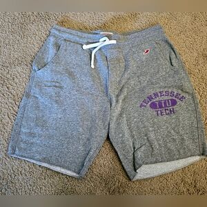 League Heather Gray Athletic Shorts with Purple Logo